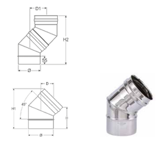 CURVA INOX 45° Acciaio 316 Lucido Multiclima