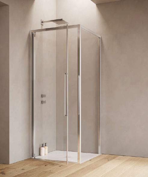 Parete fissa Samo ACRUX profilo cromo - vetro trasparente abbinabile solo a  porta scorrevole a due ante x angolo