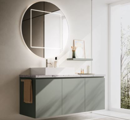 Mobile bagno Arbi modello HO.ME PLUS melaminico pistacchio L 150 x P 50 cm