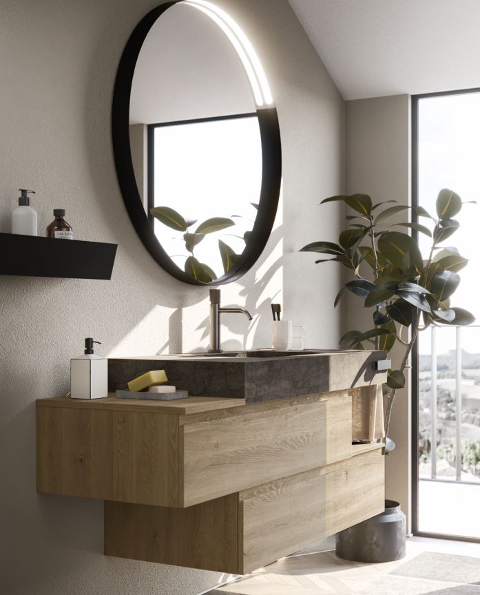 Mobile bagno Arbi modello HO.ME PLUS melaminico Sappada L 135 x P 50 cm