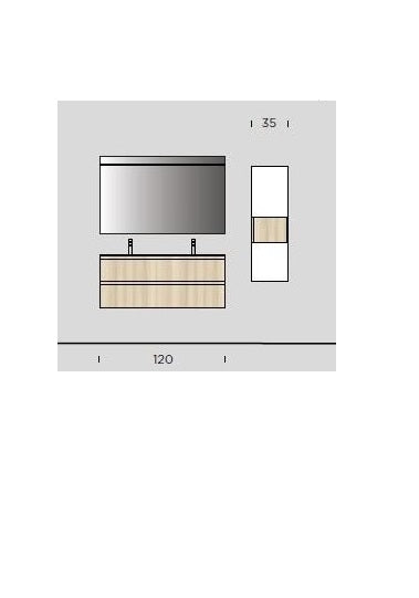 Mobile bagno Arbi modello HO.DME PLUS 45° Melaminico Alpago e Polar L 105 X P 45 cm