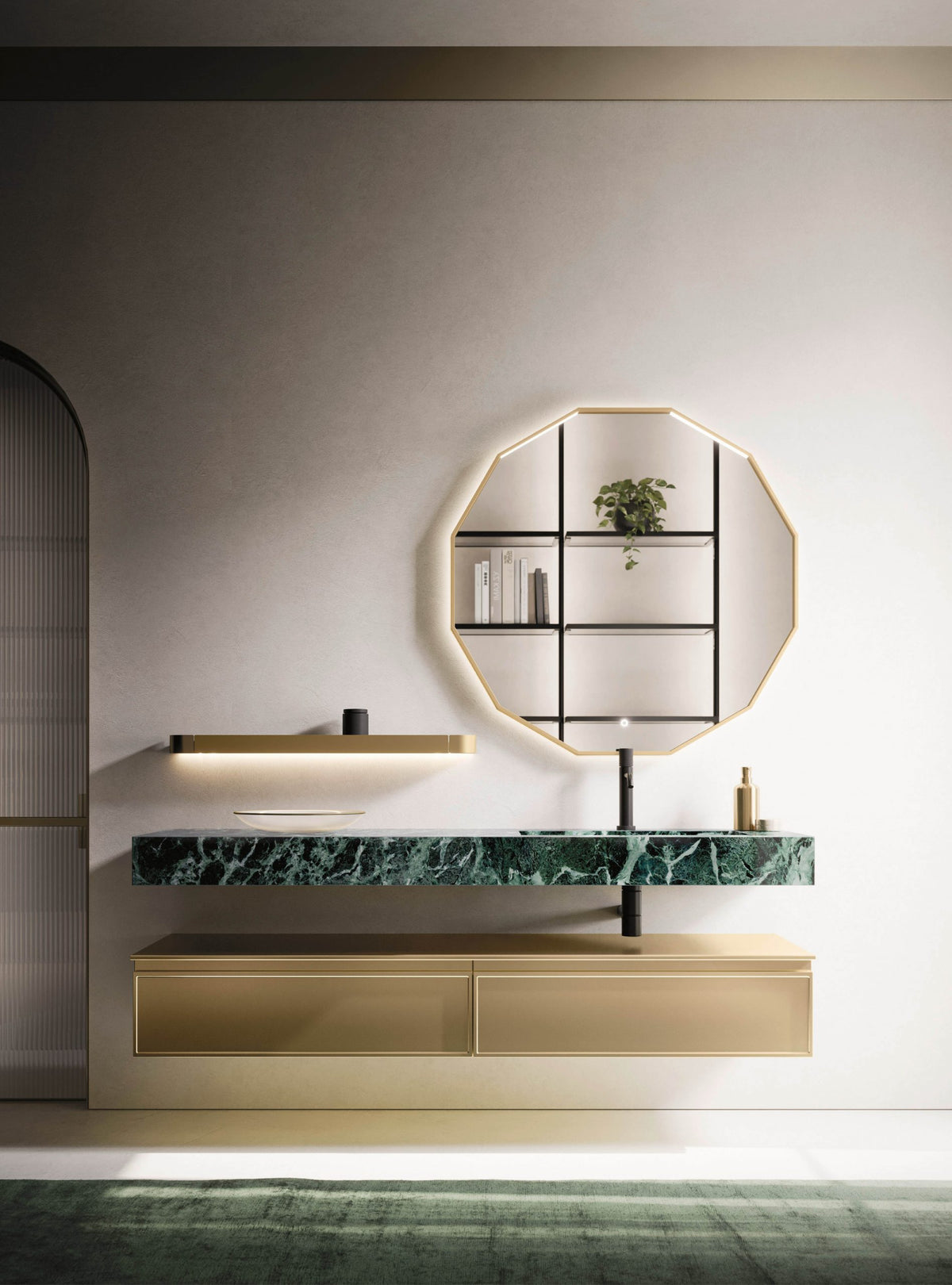 Mobile bagno Arbi modello DECOR 12 laccato Oro metal L 170 x P 50 cm