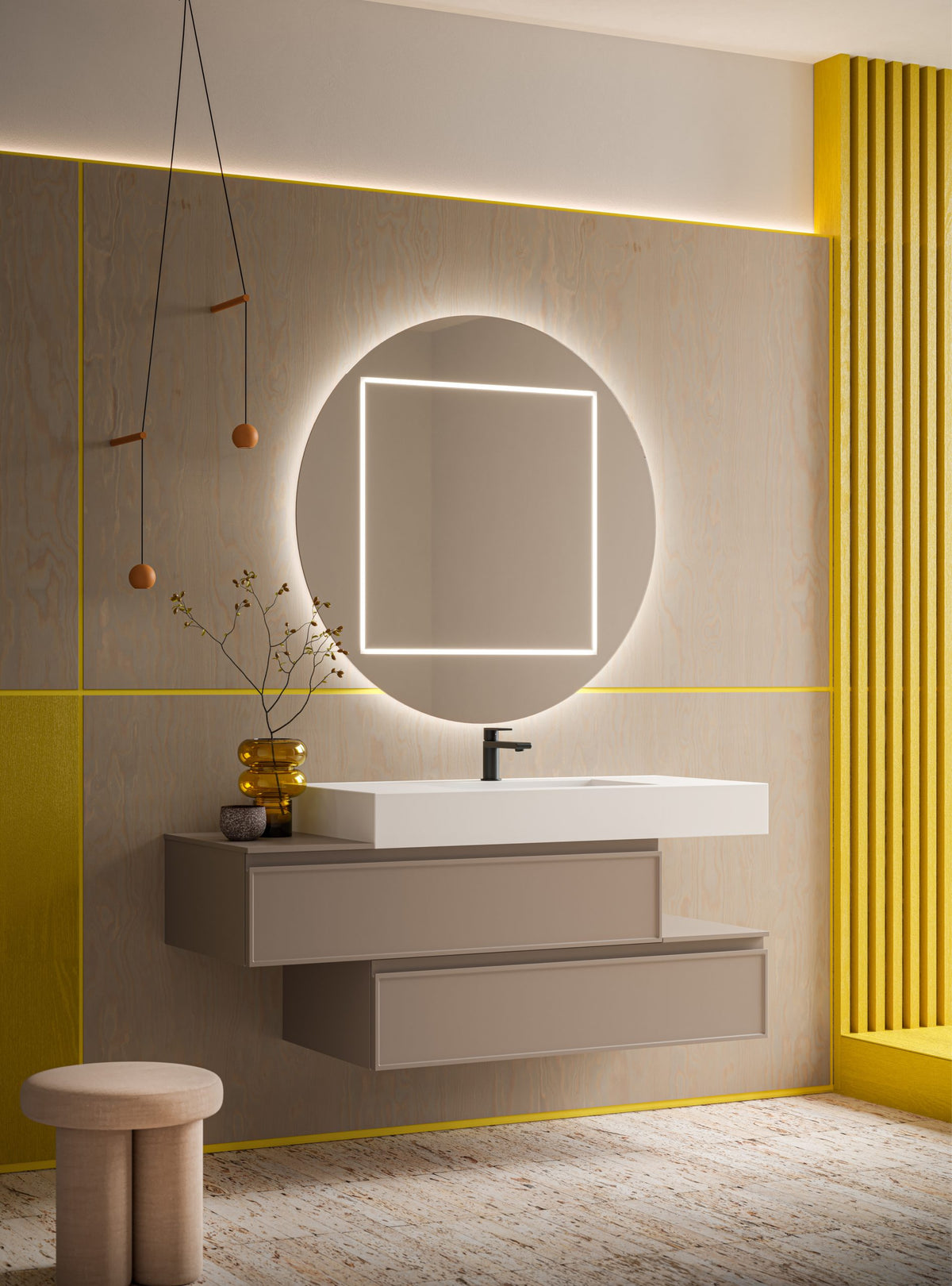 Mobile Bagno Arbi modello DECOR laccato Stone opaco L 135,6 x P 50 cm