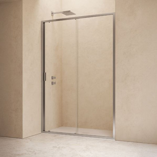 Porta scorrevole Samo CEE SUPER profilo cromo - vetro temperato trasparente