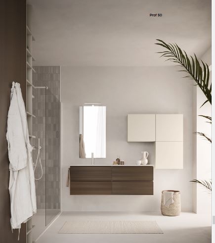 Mobile  bagno Arbi modello HO.ME PLUS Melaminico Traccia e Medina con maniglia J L 140 X P 50 cm