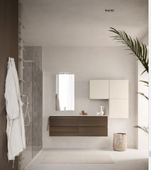 Mobile  bagno Arbi modello HO.ME PLUS Melaminico Traccia e Medina con maniglia J L 140 X P 50 cm