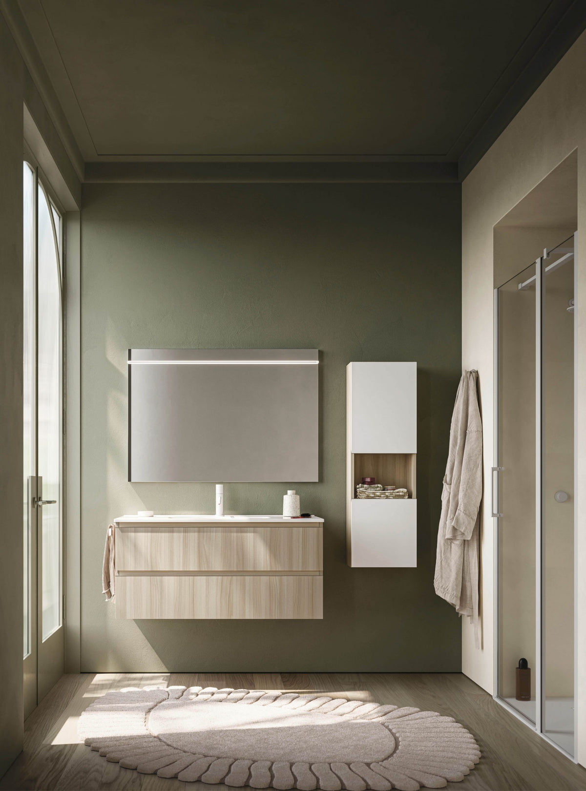 Mobile bagno Arbi modello HO.ME PLUS 45° Melaminico Alpago e Polar
