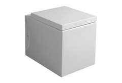Sanitari Simas serie FROZEN filo muro: vaso, sedile soft-close, bidet.