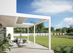 Pergola bioclimatica Gibus SWAY con lame impacchettabili