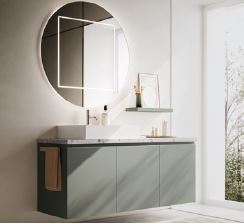 Mobile bagno Arbi modello HO.ME PLUS melaminico pistacchio L 150 x P 50 cm