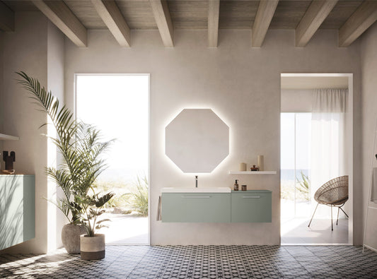 Mobile bagno Arbi modello HO.ME PLUS Melaminico  Pistacchio L 135 X P 45 cm