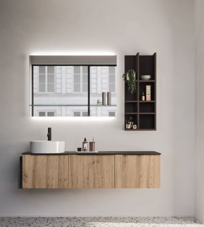 Mobile bagno Arbi modello HO.ME PLUS Melaminico Cortina maniglia lato - nera L 150 X P 50
