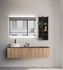 Mobile bagno Arbi modello HO.ME PLUS Melaminico Cortina maniglia lato - nera L 150 X P 50