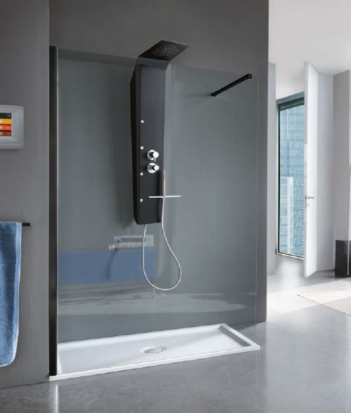 Parete principale Samo OPEN 6 profilo nero opaco - vetro trasparente