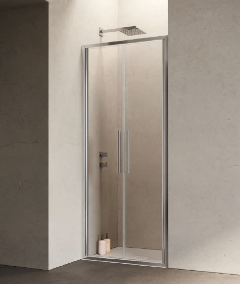 HEXA porta saloon Samo profilo cromo - vetro temperato trasparente