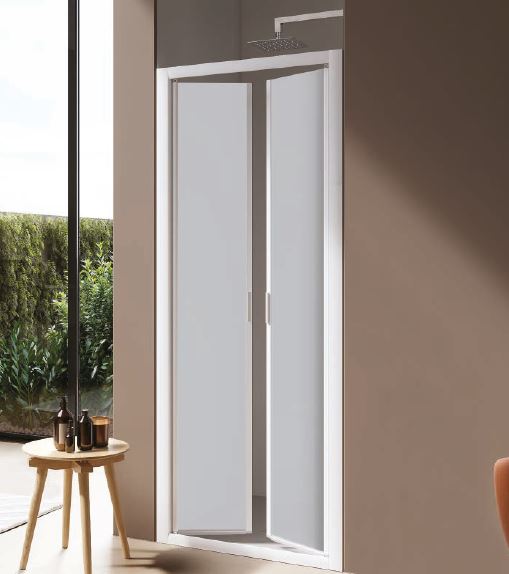 Porta saloon Samo AMERICA QUATTRO profilo bianco opaco vetro temperato trasparente.