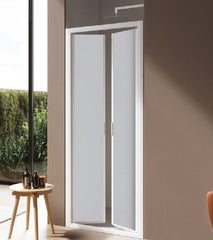 Porta saloon Samo AMERICA QUATTRO profilo bianco opaco vetro temperato trasparente.