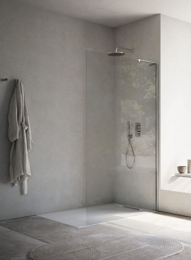 UNIKO walk-in Ibra profilo cromo - vetro temperato trasparente
