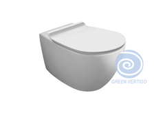 Sanitari Simas serie VIGNONI sospesi: vaso green vertigo, sedile soft-close, bidet.
